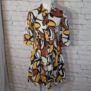 Jigsaw Color Print Shirt Dress